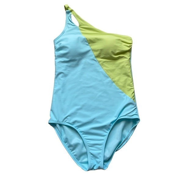Lands’End Women’s Tummy Control UPF 50 Asymmetrical One-Piece Swimsuit Size 10 - Picture 3 of 9
